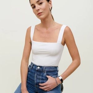 *NWT* Reformation Canyon White Ribbed Square Neck Tank Top | Sz Small